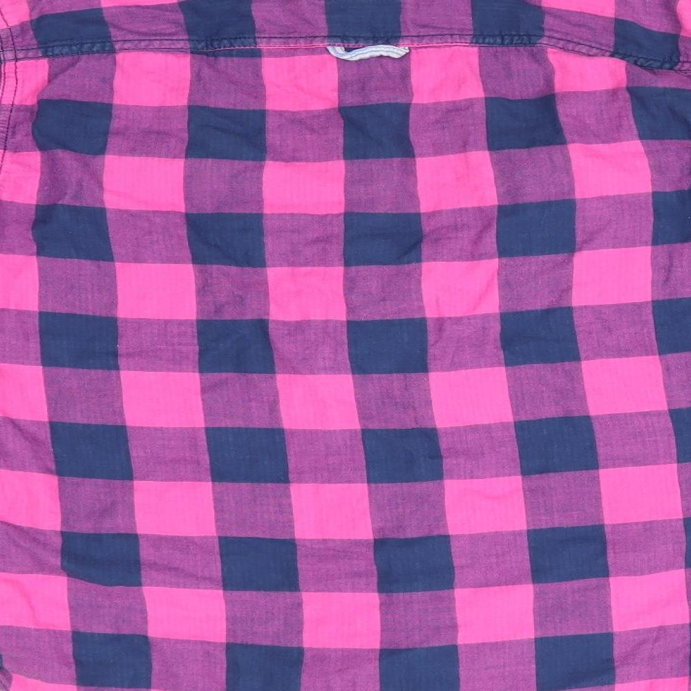 Abercombie kids Girls Pink Check Cotton Basic Button-Up Size XL Collared - Blue & Pink Check and lined blue & white
