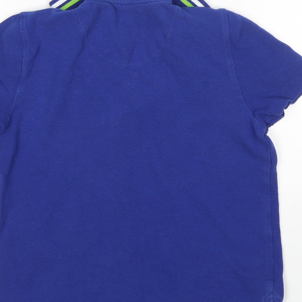 F&F Boys Blue Cotton Basic Polo Size 5-6 Years Collared