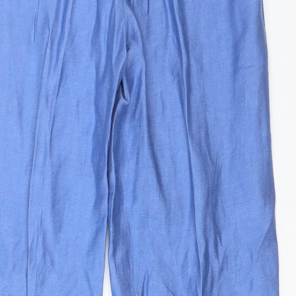 ROWLANDS Womens Blue Viscose Trousers Size 10 L31 in Regular