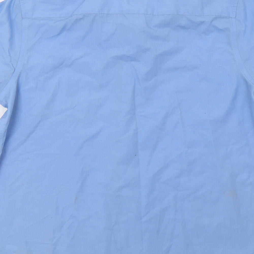 M&S Boys Blue Polyester Basic Button-Up Size 15-16 Years Collared