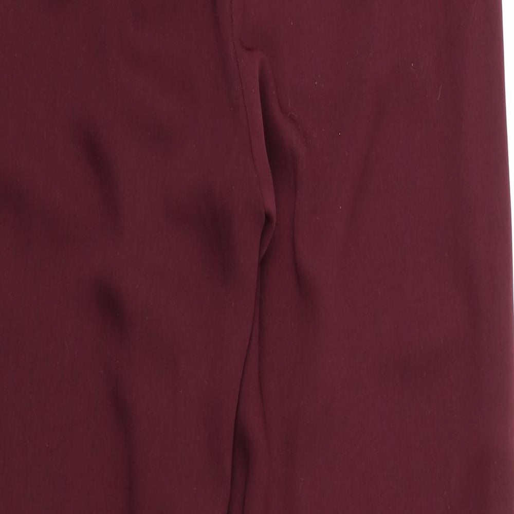 H&M Womens Brown Polyester Cropped Trousers Size 8 L25 in Regular - Silky texture