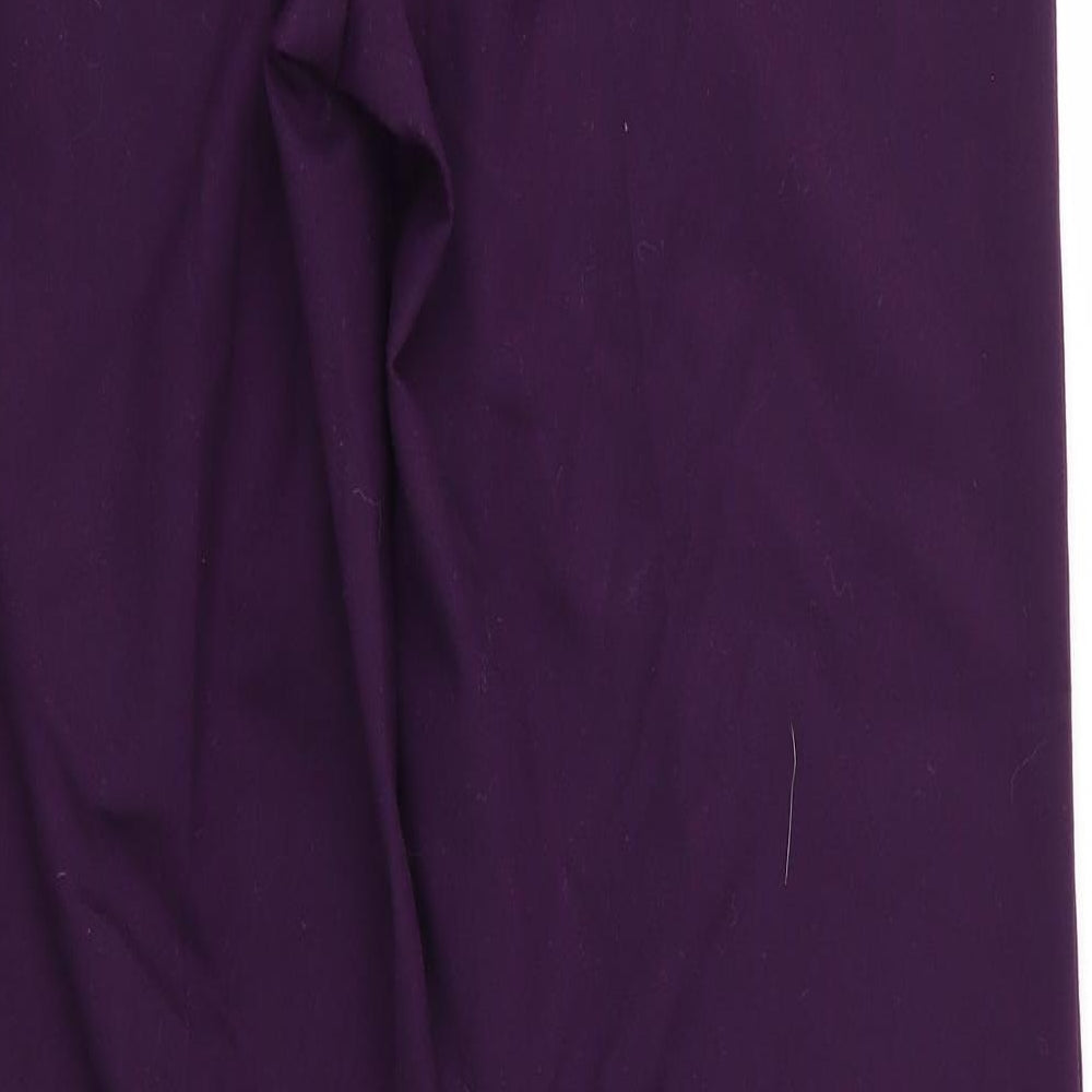 Planet Womens Purple Polyester Trousers Size 8 L31 in Regular - Wide Legged