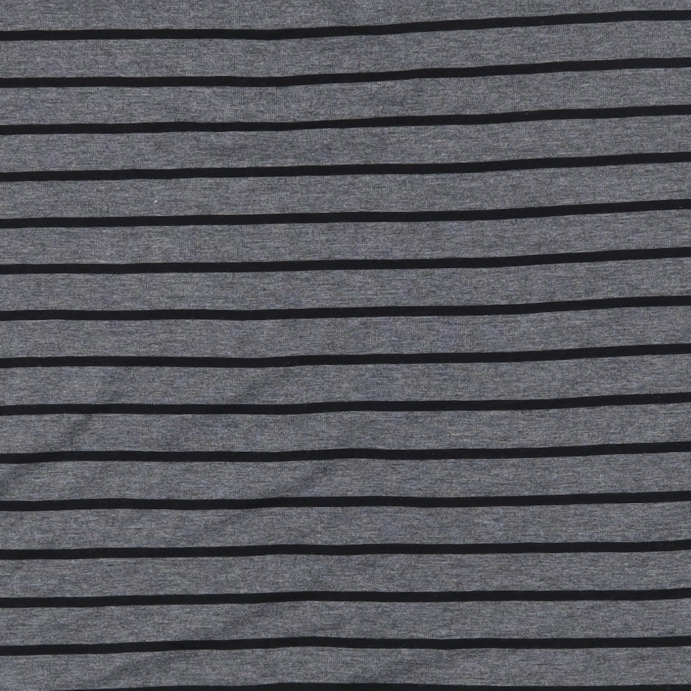 Marks and Spencer Womens Grey Round Neck Striped Polyester Pullover Jumper Size 18