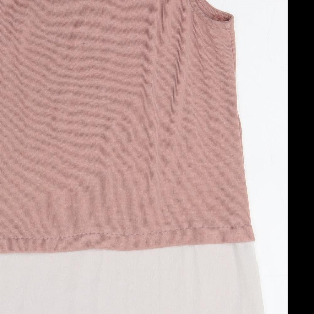 Primark Womens Pink Polyester Basic Blouse Size 12 Round Neck