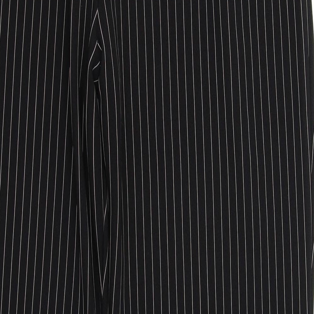 Preworn Womens Black Striped Polyester Dress Pants Trousers Size 16 L28 in Regular
