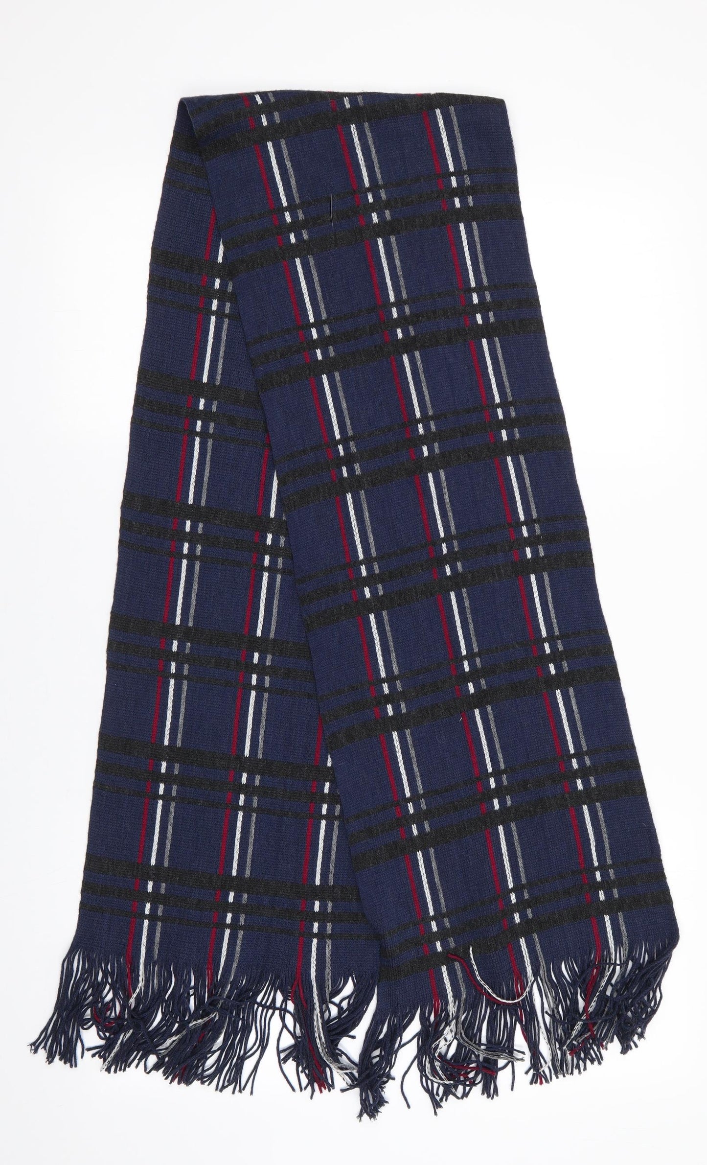 HLA London Mens Blue Plaids & Checks Acrylic Scarf One Size - Blue Red White Grey