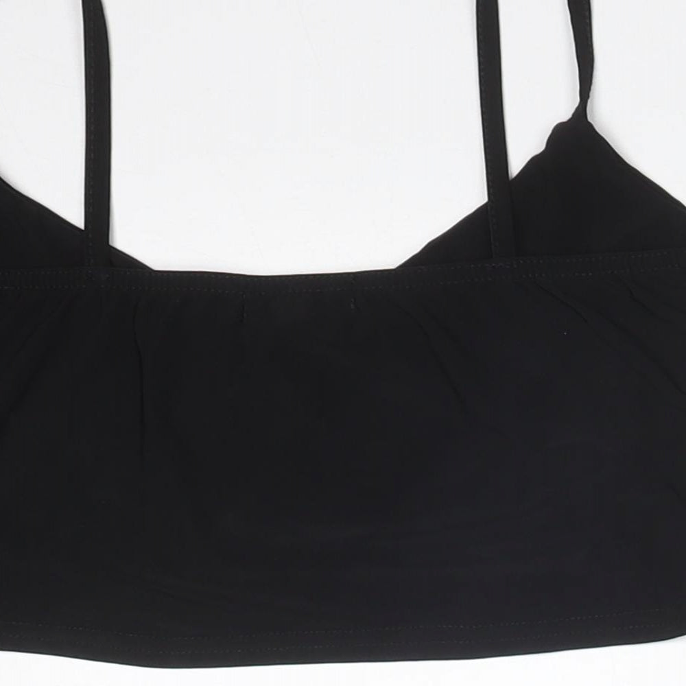 PRETTYLITTLETHING Womens Black Polyester Camisole T-Shirt Size 10 Cowl Neck
