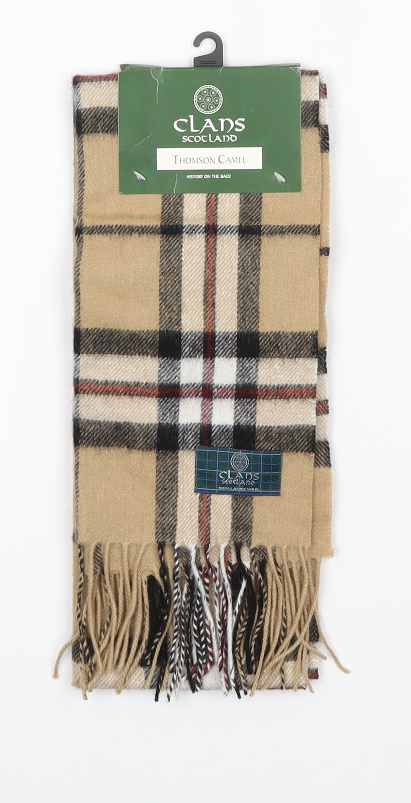 Clans of Scotland Mens Multicoloured Plaid Wool Scarf One Size - Thomson Camel