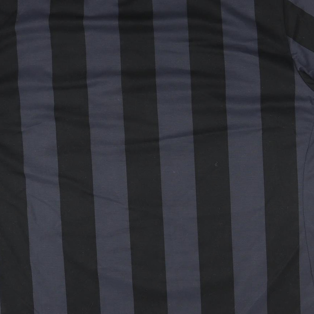 Umbro Mens Black Striped Polyester T-Shirt Size 48 V-Neck - MCFC Etihad Airways