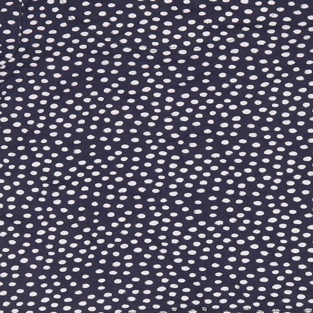 TU Girls Blue Polka Dot Cotton Tunic Casual Size 7 Years Round Neck - White Polka Dots