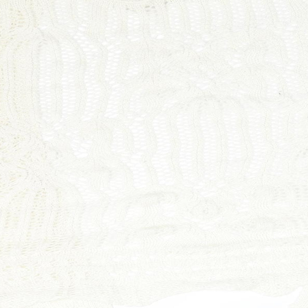 George Womens White Geometric Acrylic Cardigan Jumper Size M