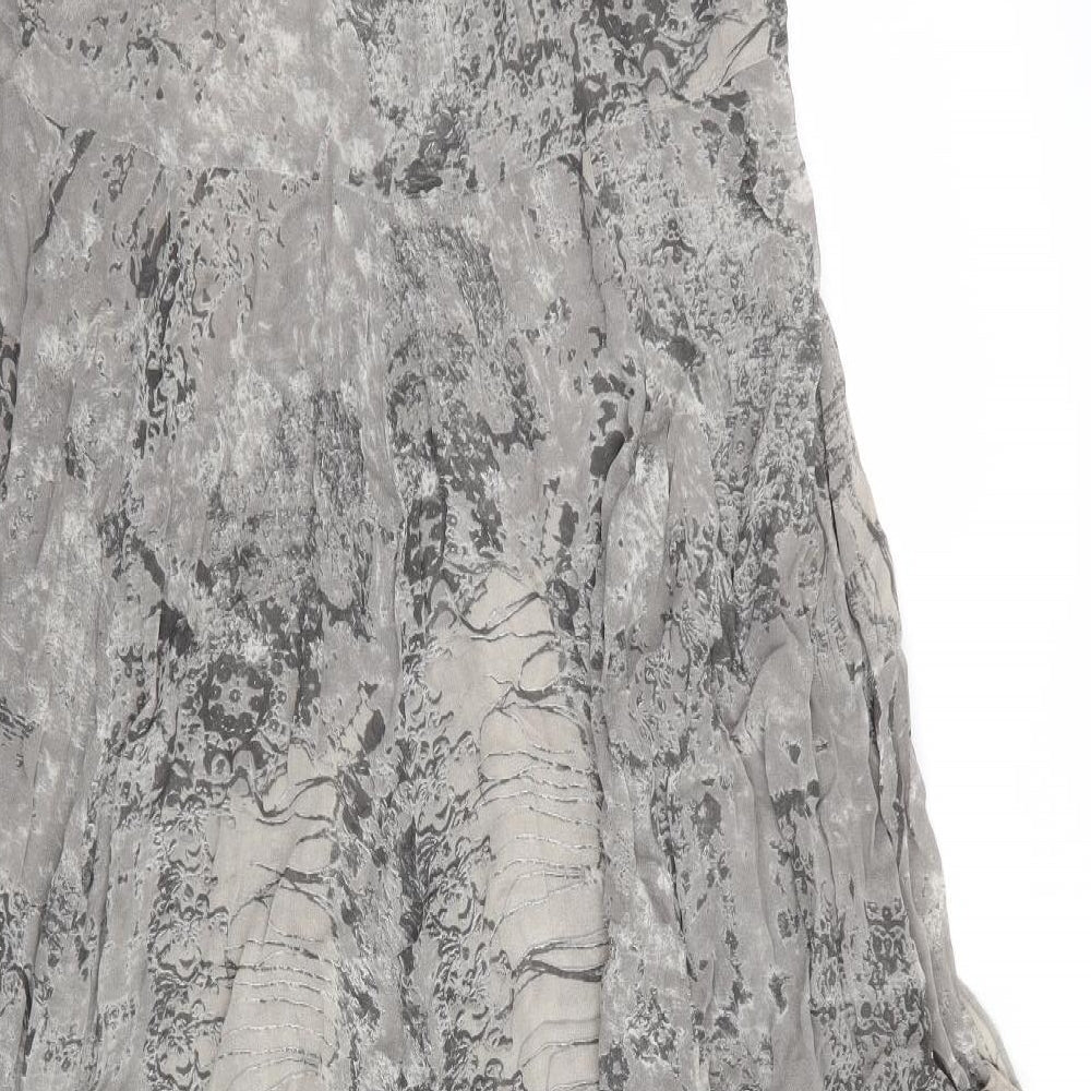 River Island Womens Grey Fit & Flare Scoop Neck - Ruffled Sections Abstract Print