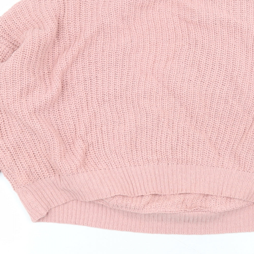 SheIn Womens Pink Round Neck Polyester Pullover Jumper Size M