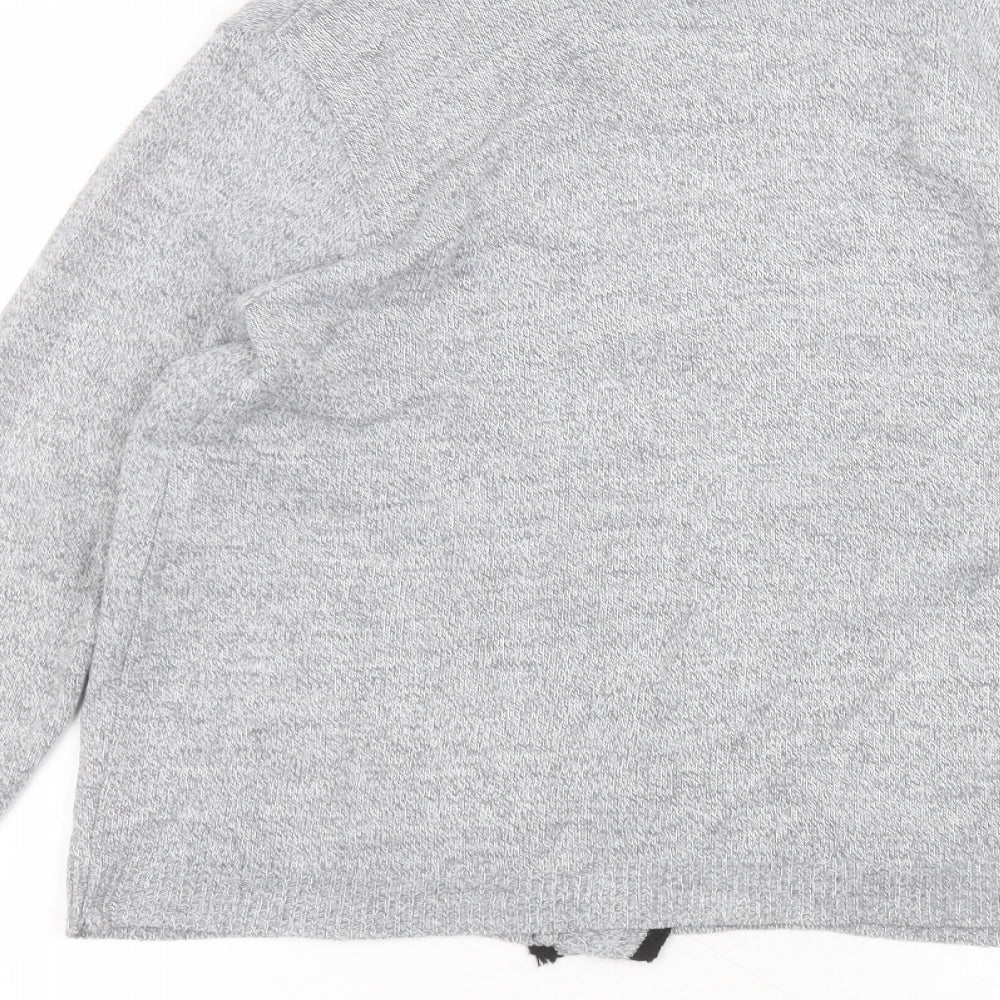hand to hand Womens Grey Round Neck Acrylic Cardigan Jumper Size S