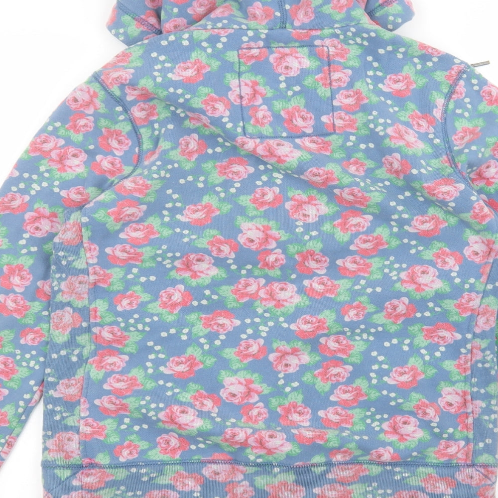 Superdry Mens Blue Floral Cotton Full Zip Hoodie Size L