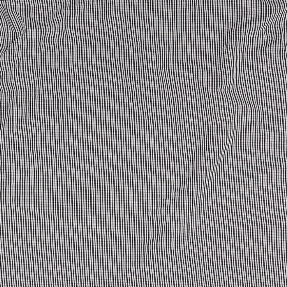 Atlantic Bay Mens Grey Striped Polyester Button-Up Size L Collared