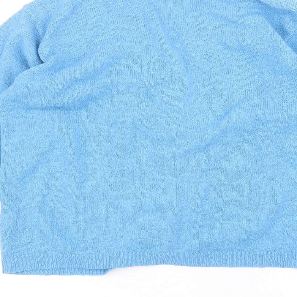 Akal Collection Womens Blue V-Neck Acrylic Cardigan Jumper Size M