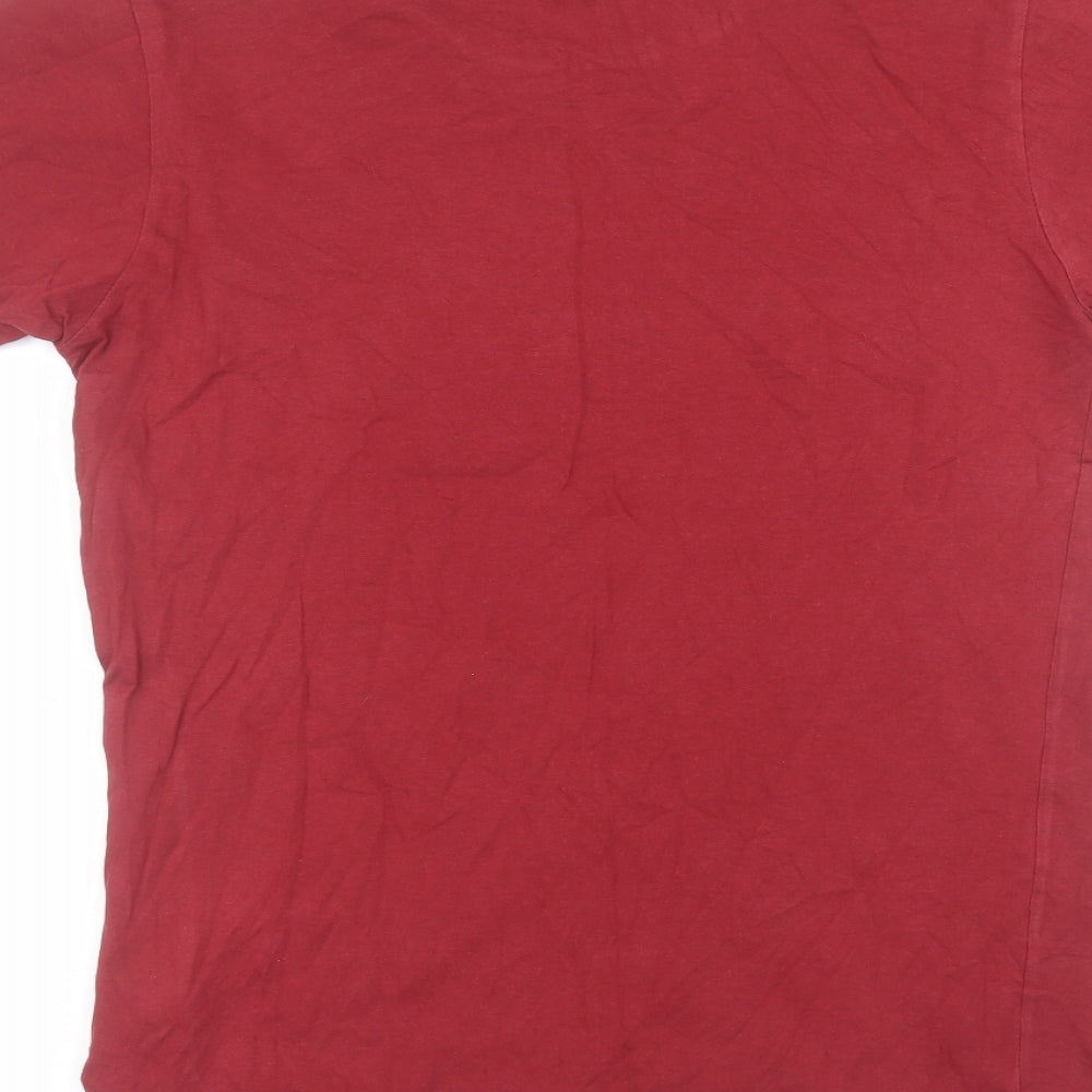 Cedar Wood State Mens Red Cotton T-Shirt Size S Round Neck