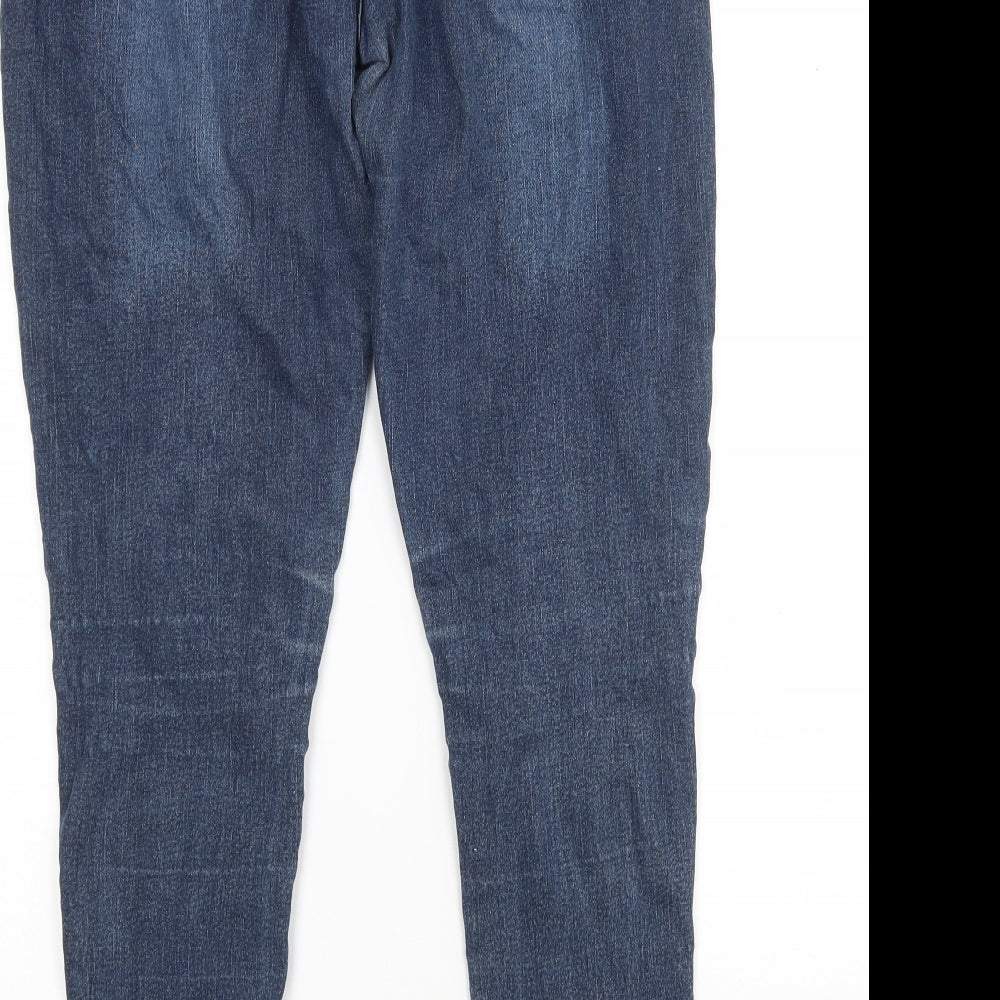 Preworn Womens Blue Cotton Skinny Jeans Size 12 L28 in Regular