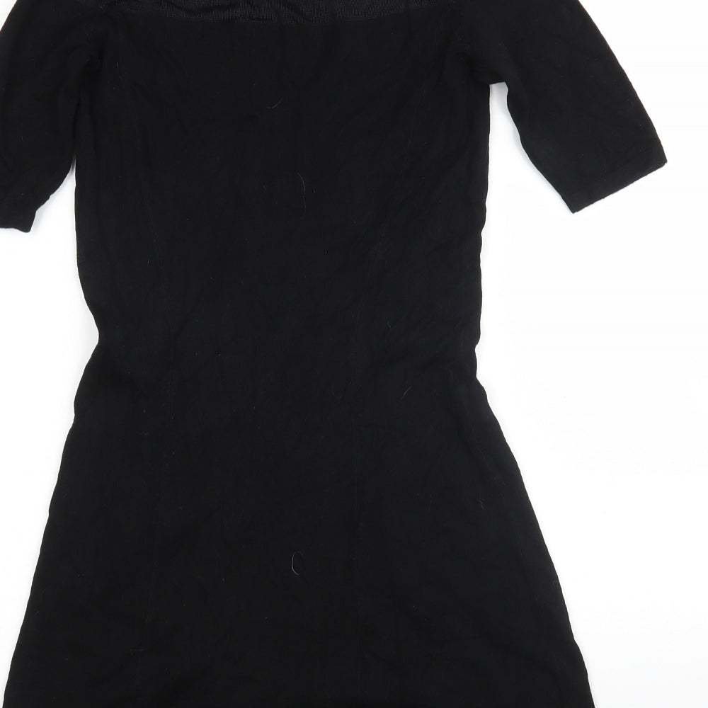 F&F Womens Black Viscose Jumper Dress Size 8 Round Neck