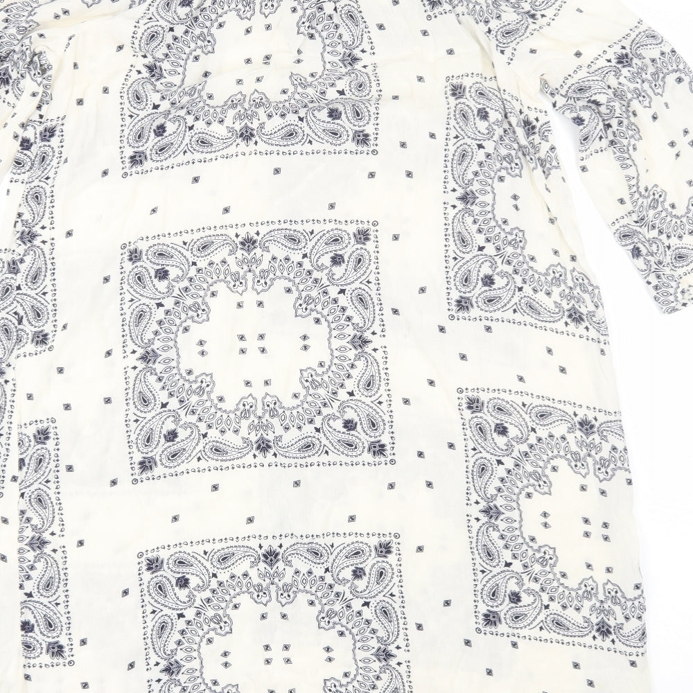 F&F Womens White Paisley Viscose Shift Size 10 Off the Shoulder