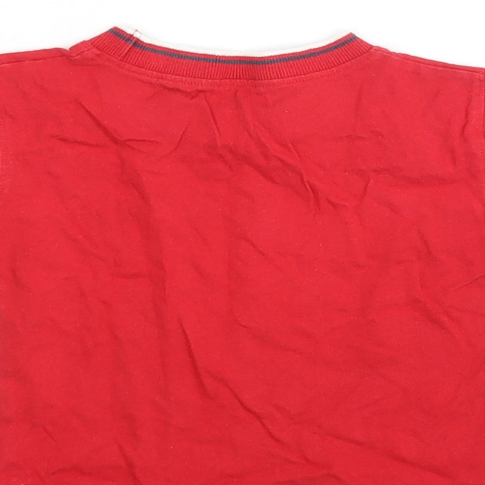 Tiny Ted Boys Red Cotton Basic T-Shirt Size 9-12 Months Round Neck