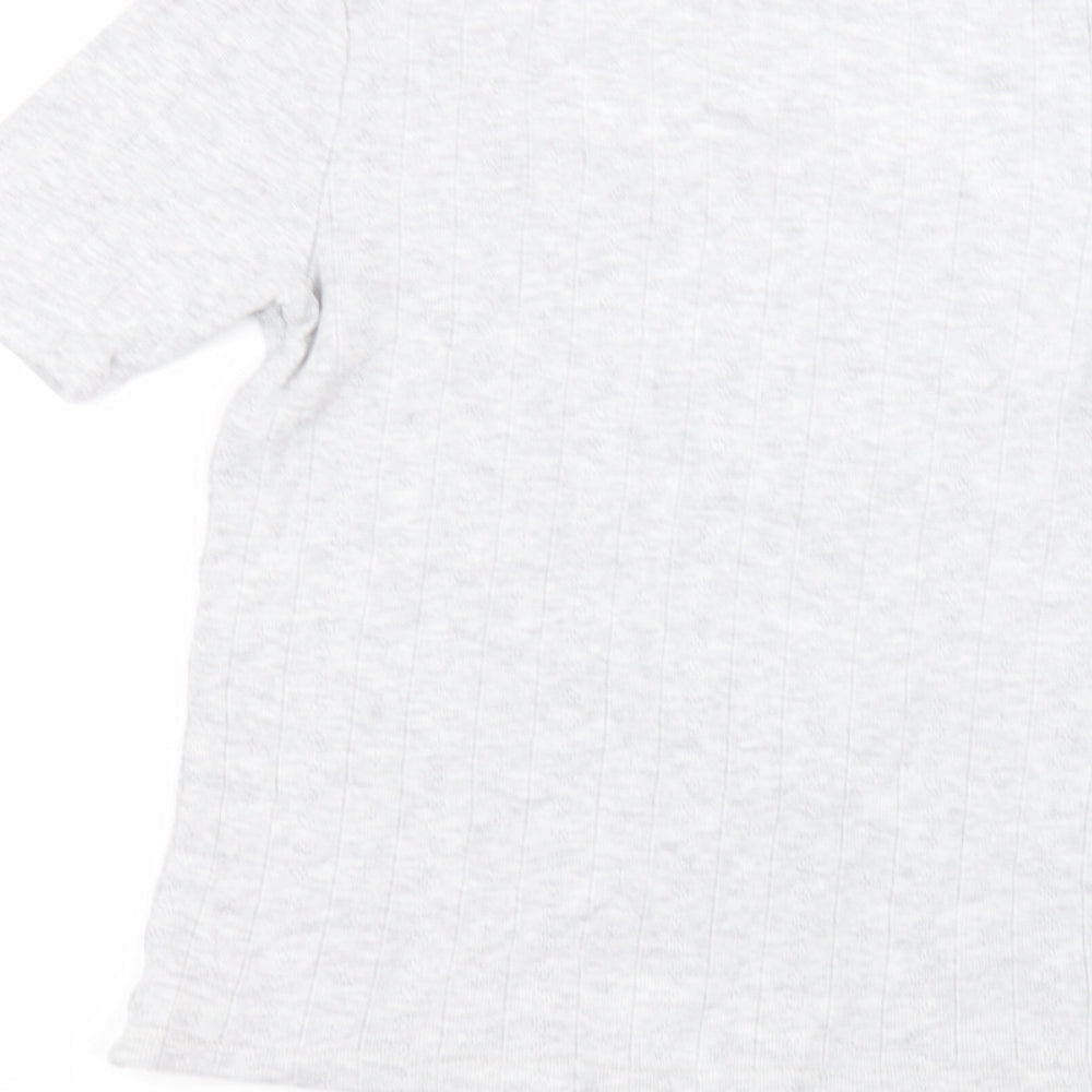 Marks and Spencer Womens Grey Viscose Basic T-Shirt Size 14 Round Neck