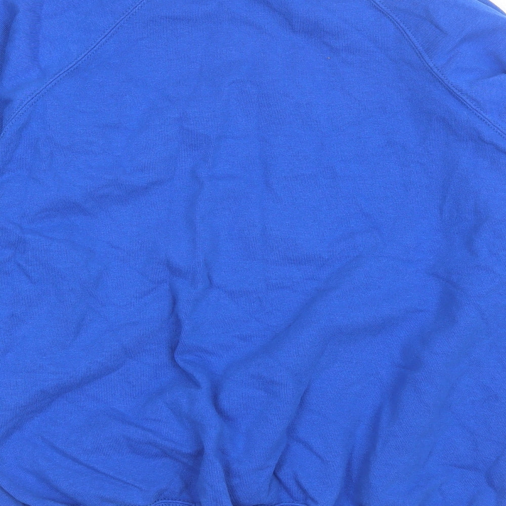 Fruit of the Loom Womens Blue Round Neck Cotton Pullover Jumper Size L