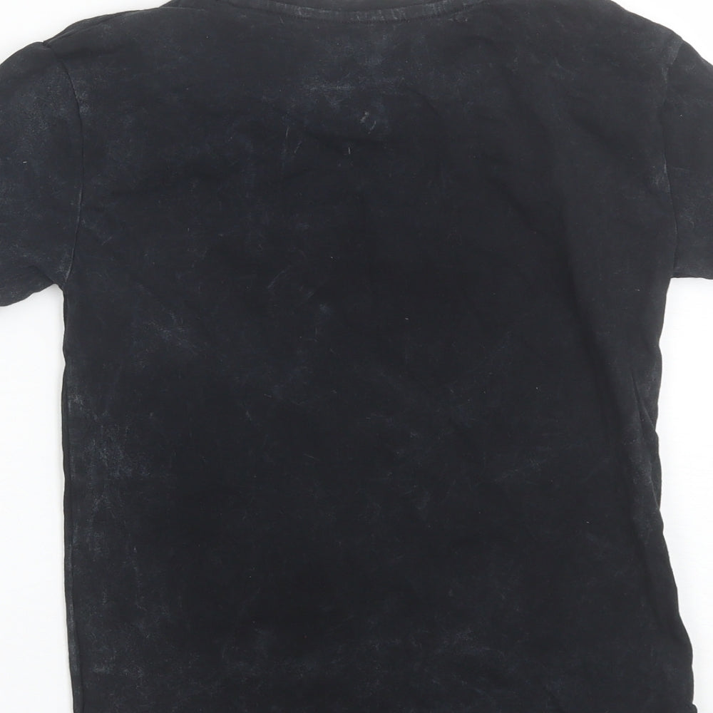F&F Girls Black Cotton Basic T-Shirt Size 6-7 Years Round Neck
