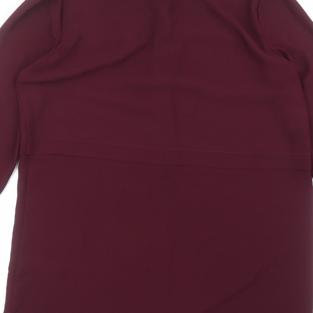 Peacocks Womens Red Polyester Basic Blouse Size 12 Collared