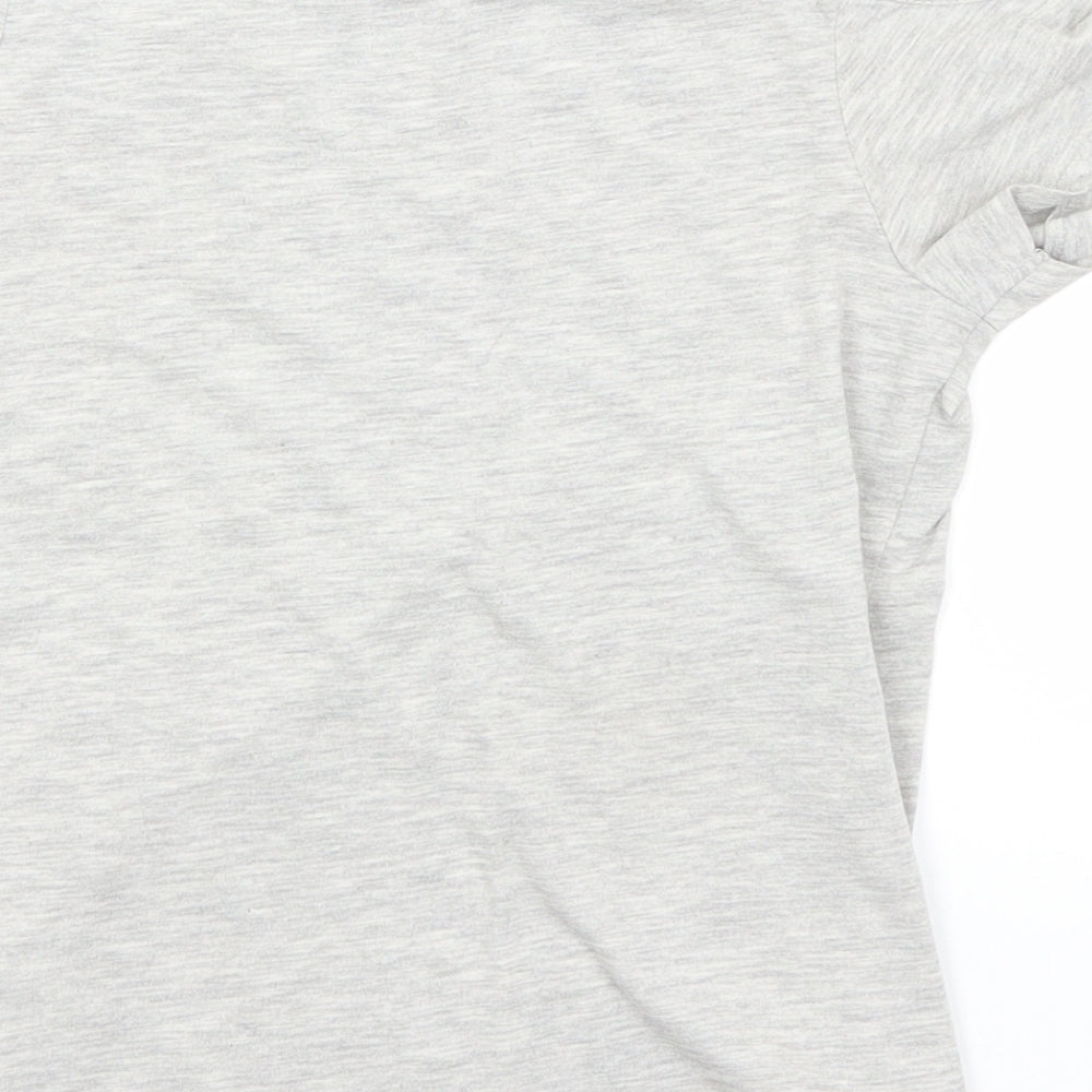 George Girls Grey Cotton Basic T-Shirt Size 7-8 Years Round Neck - Hearts