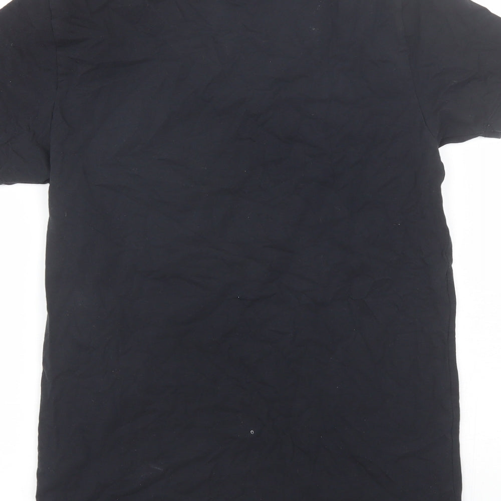 Primark Mens Black Cotton T-Shirt Size S V-Neck