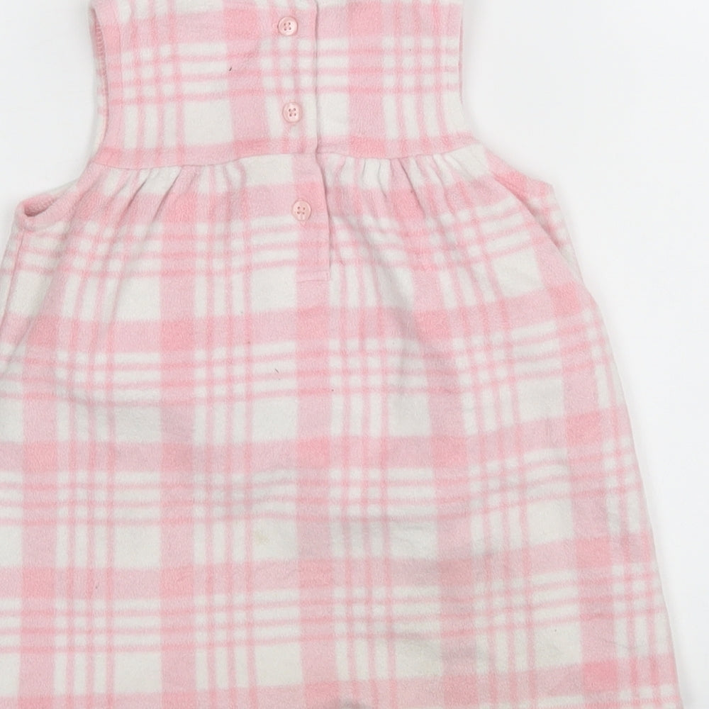 George Girls Multicoloured Check Polyester Pinafore/Dungaree Dress Size 6-9 Months Round Neck