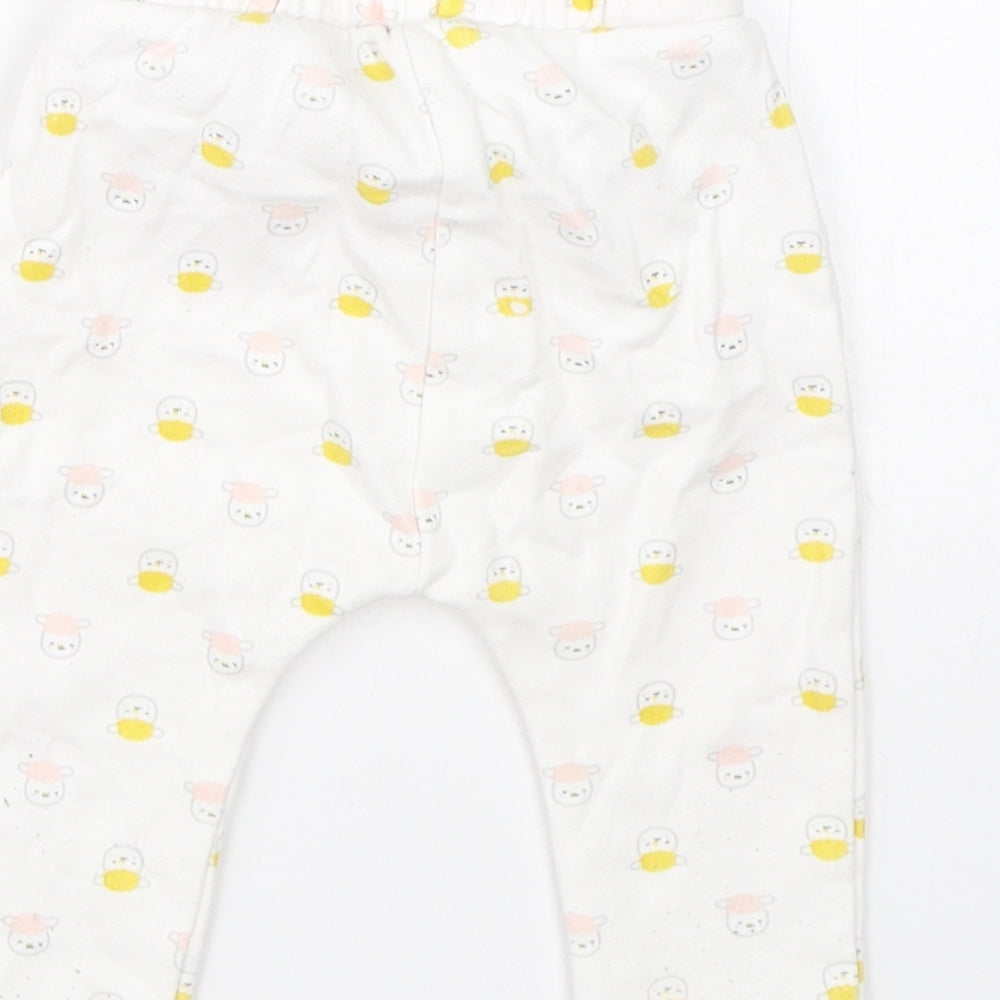 Preworn Girls White Cotton Pyjama Pants Size 3-6 Months