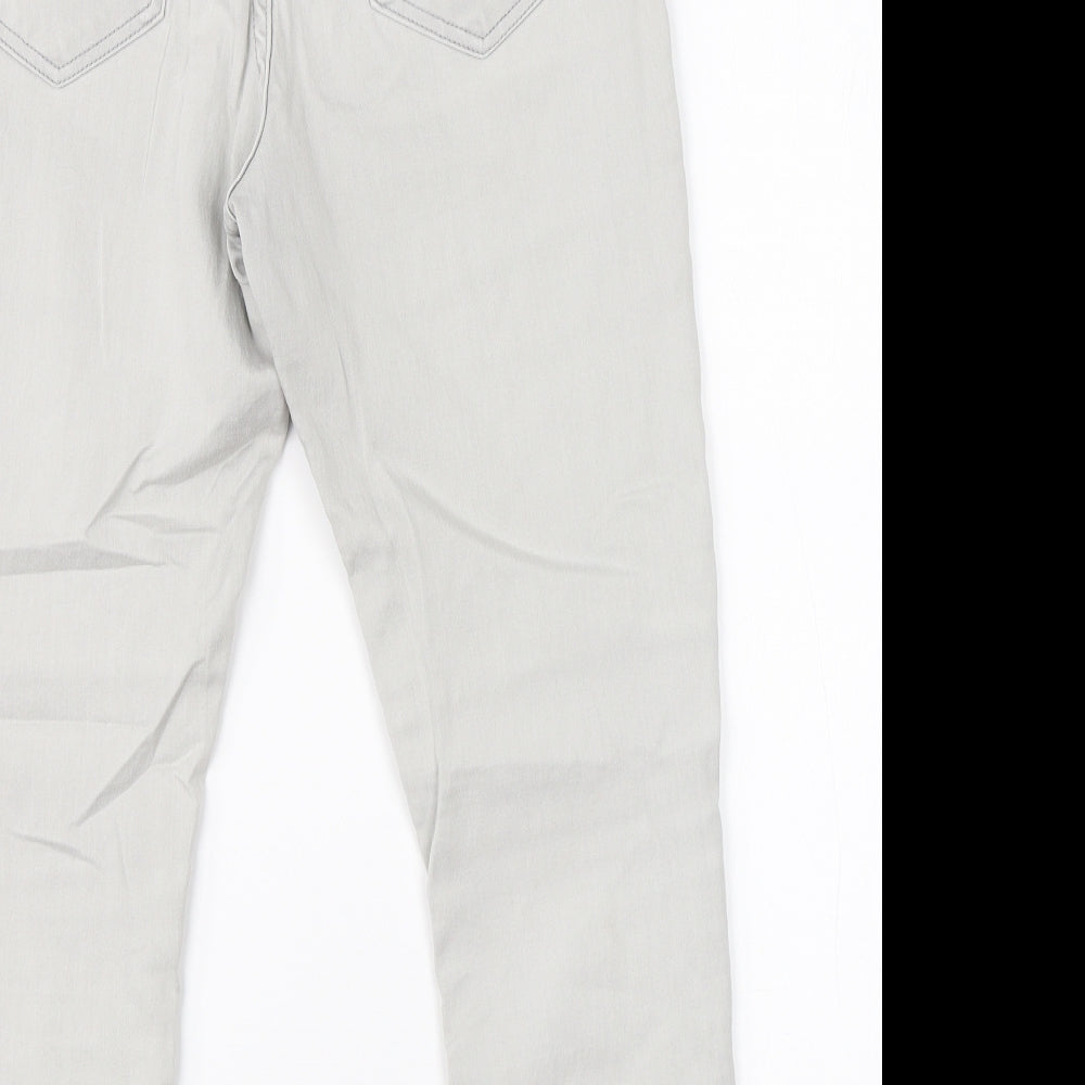 M&S Womens Grey Cotton Skinny Jeans Size 12 L23 in Regular