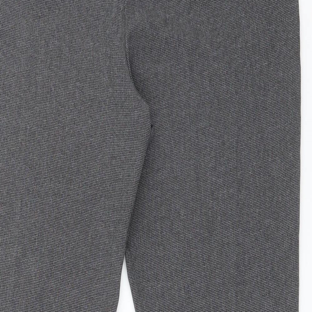 South Womens Grey Geometric Polyester Trousers Size 14 L28 in Regular