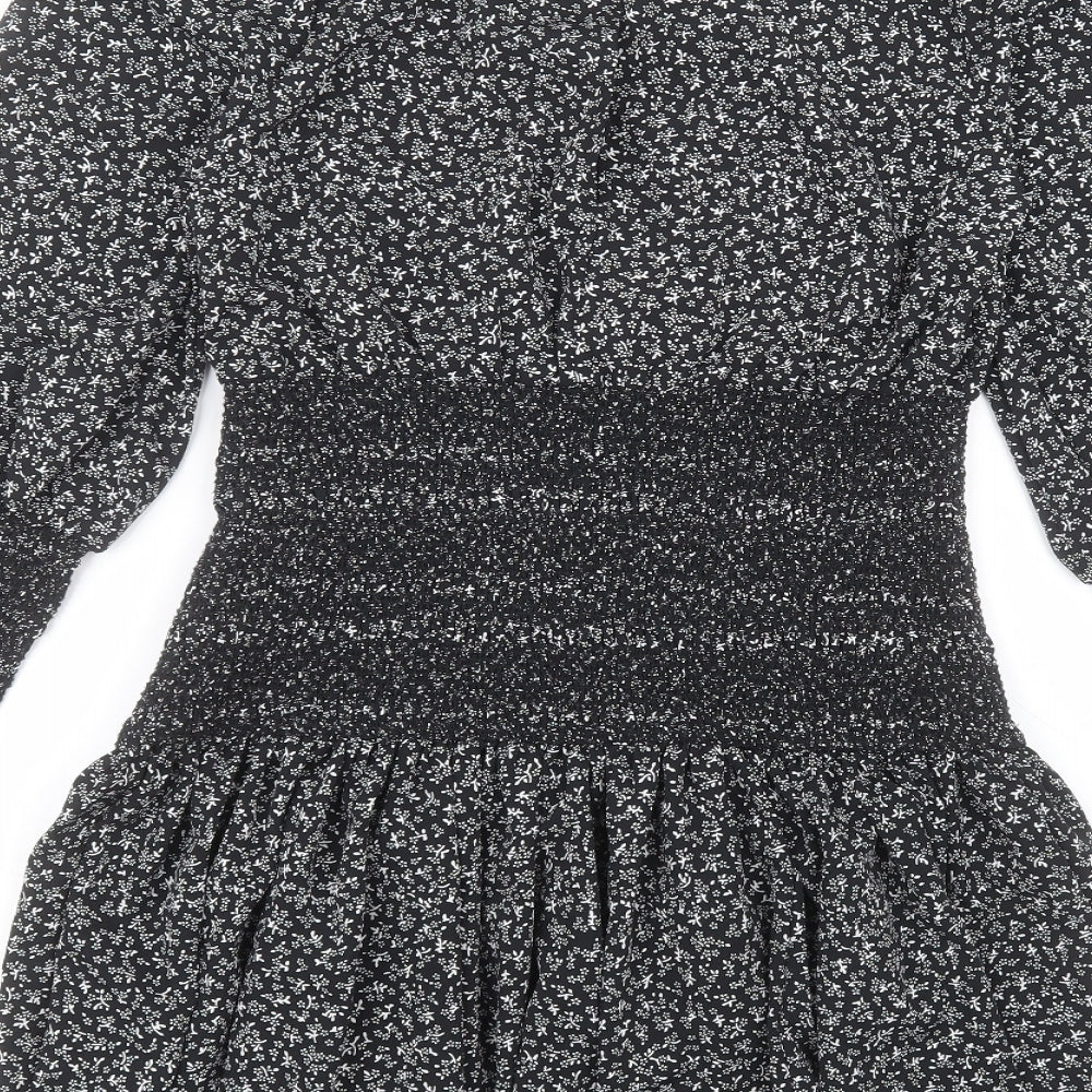 Topshop Womens Black Polyester A-Line Size 12 Round Neck