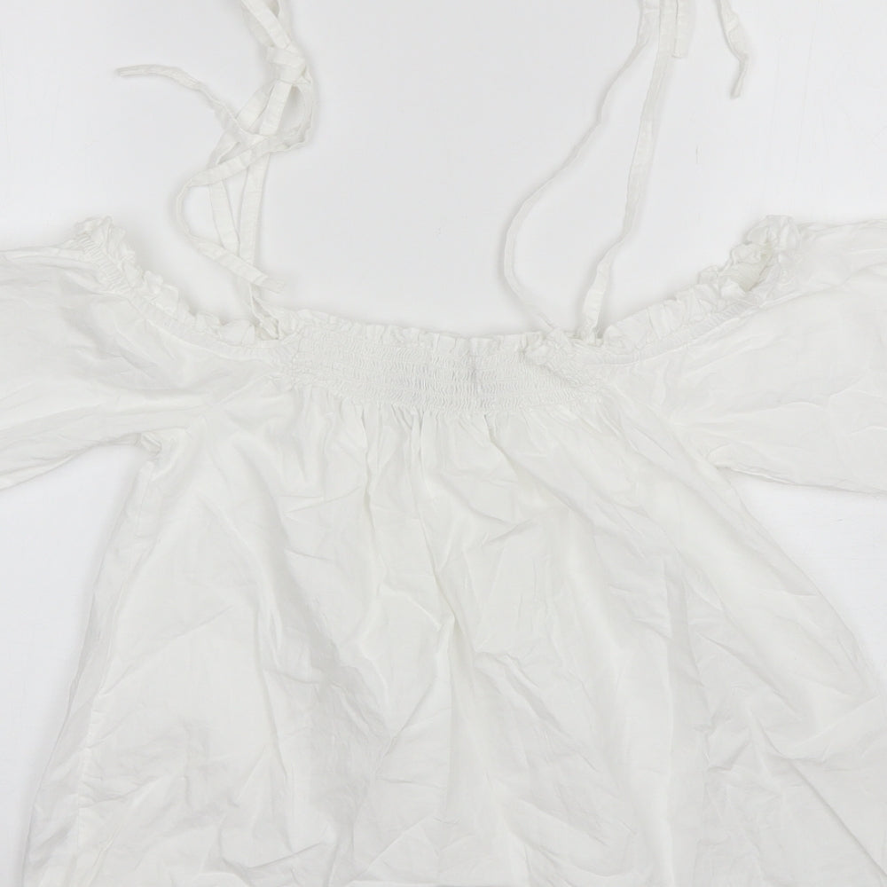 ASOS Womens White Cotton Basic Blouse Size 8 Square Neck