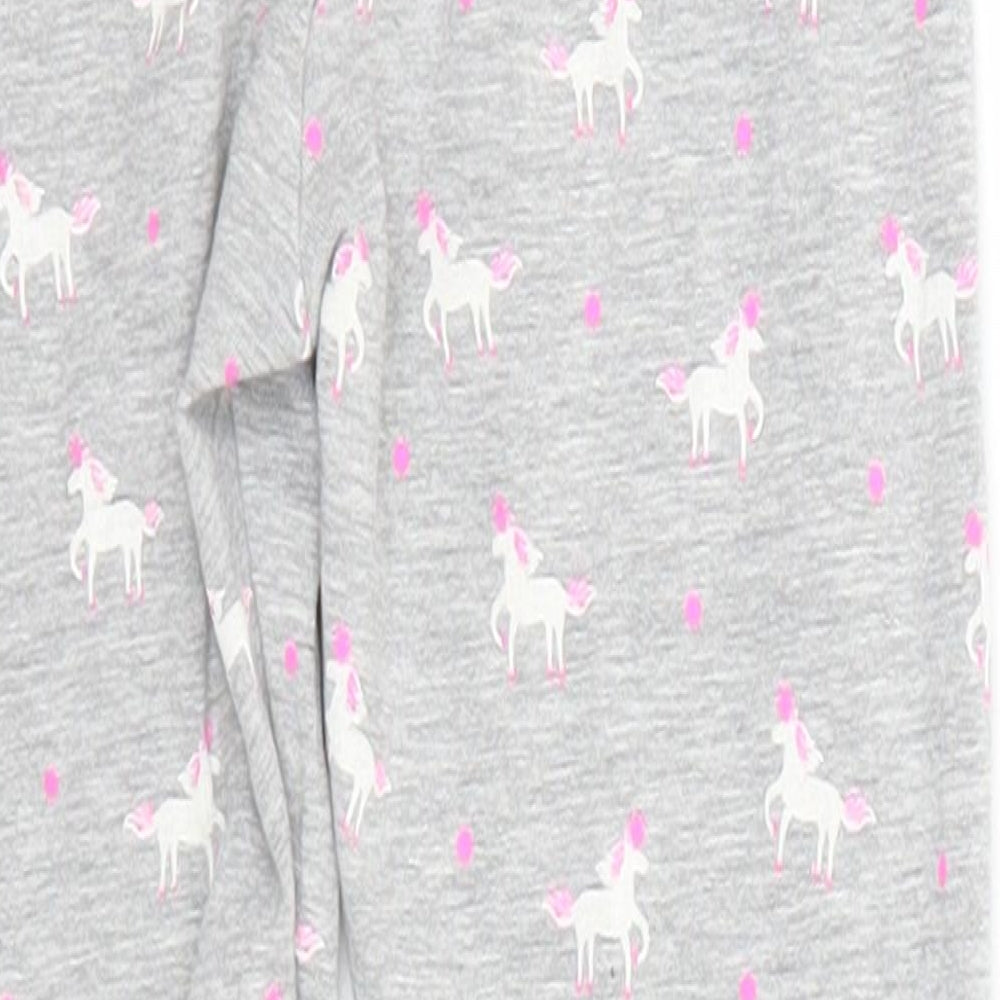 Primark Girls Grey Animal Print Cotton Pyjama Pants Size 4-5 Years - Unicorn