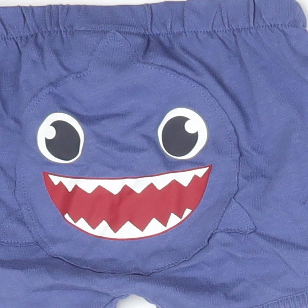 United Colors of Benetton Boys Blue Cotton Cropped Trousers Size 6-9 Months - SHARK