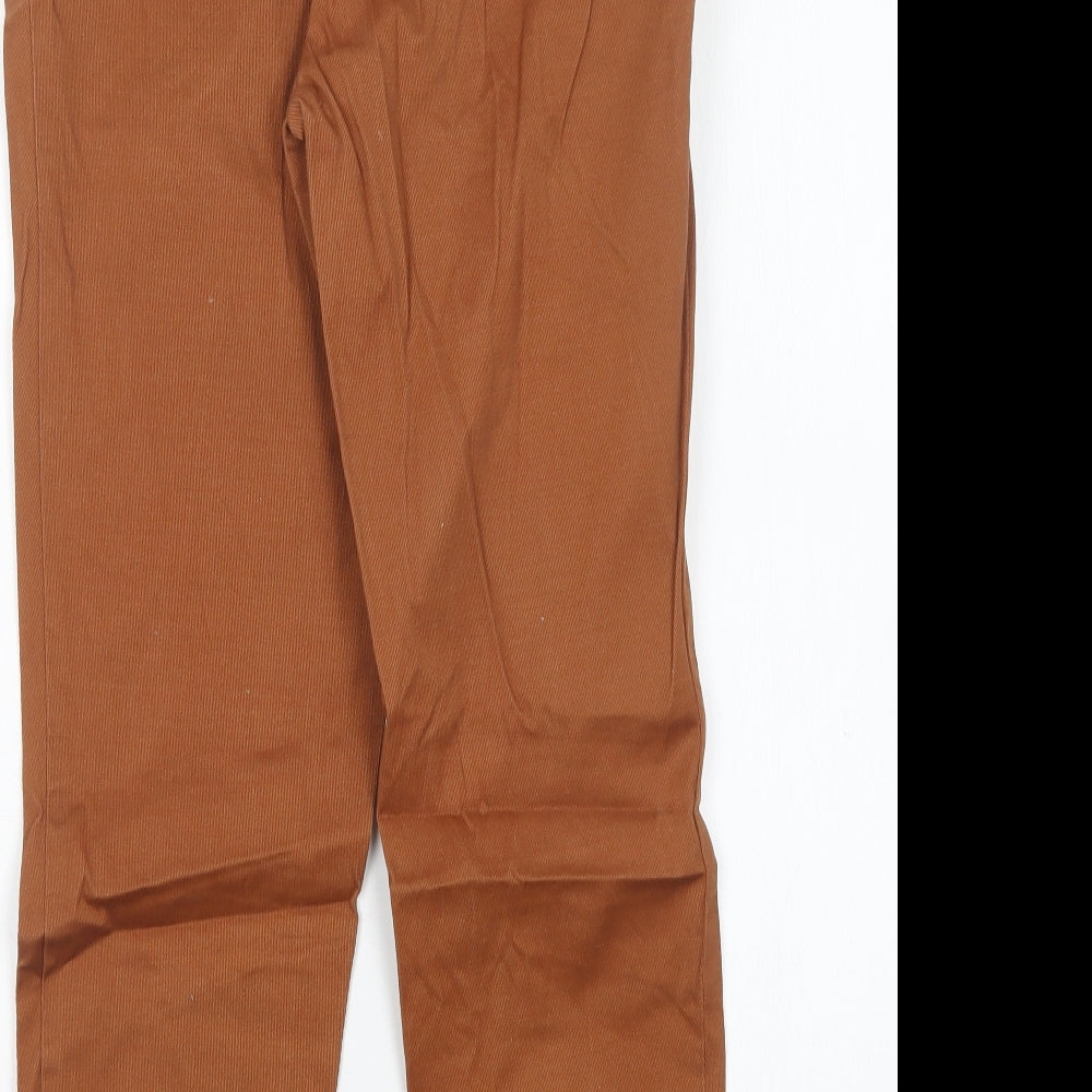 NEXT Womens Brown Cotton Trousers Size 8 L25 in Regular