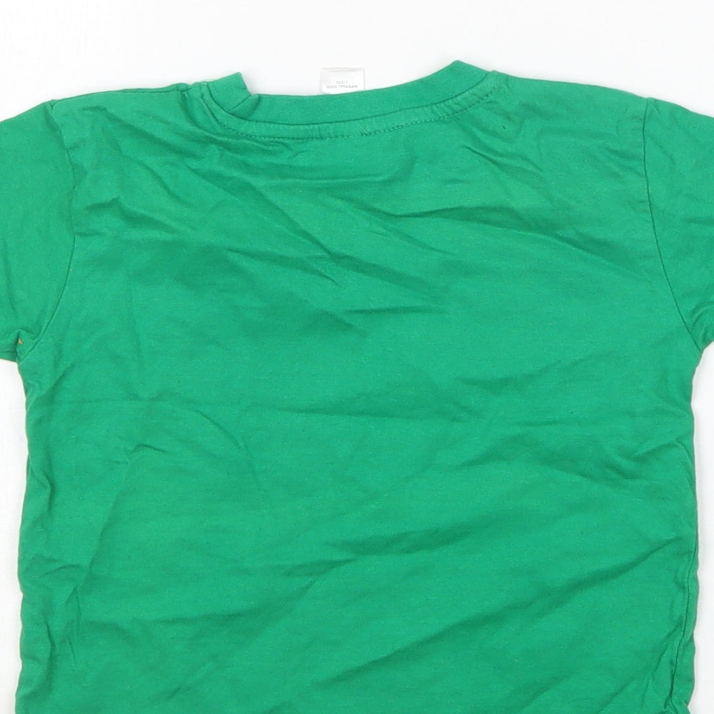 Imperial Girls Green Cotton Basic T-Shirt Size 4 Years Round Neck