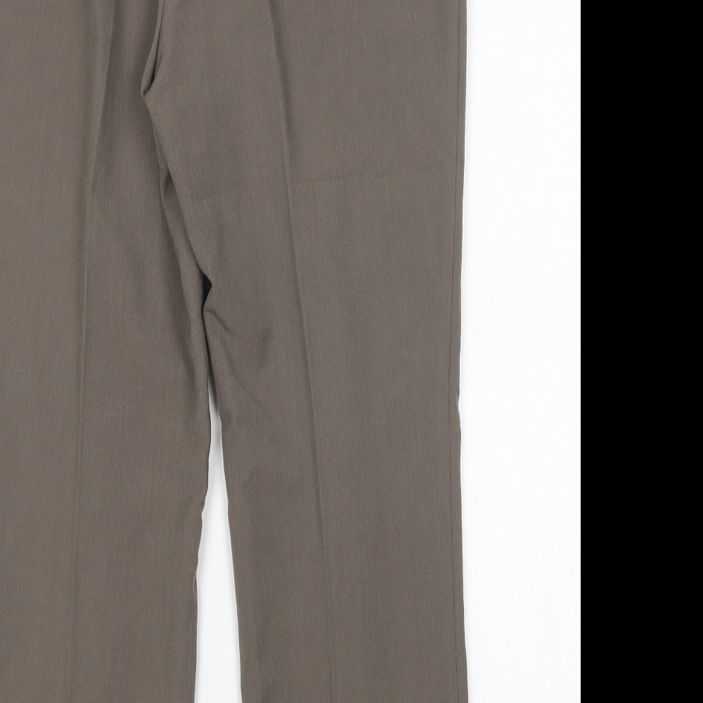 Preworn Womens Brown Polyester Trousers Size 12 L27 in Regular