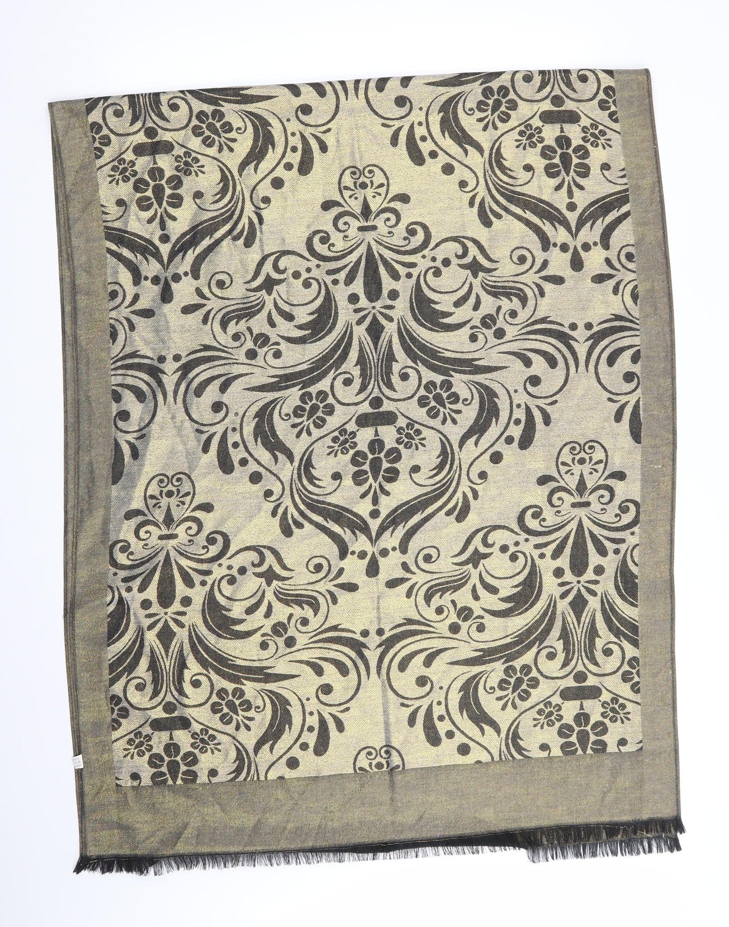 Kendall & James Beige Floral Polyester Shawl/Wrap - Subtle gold shimmer
