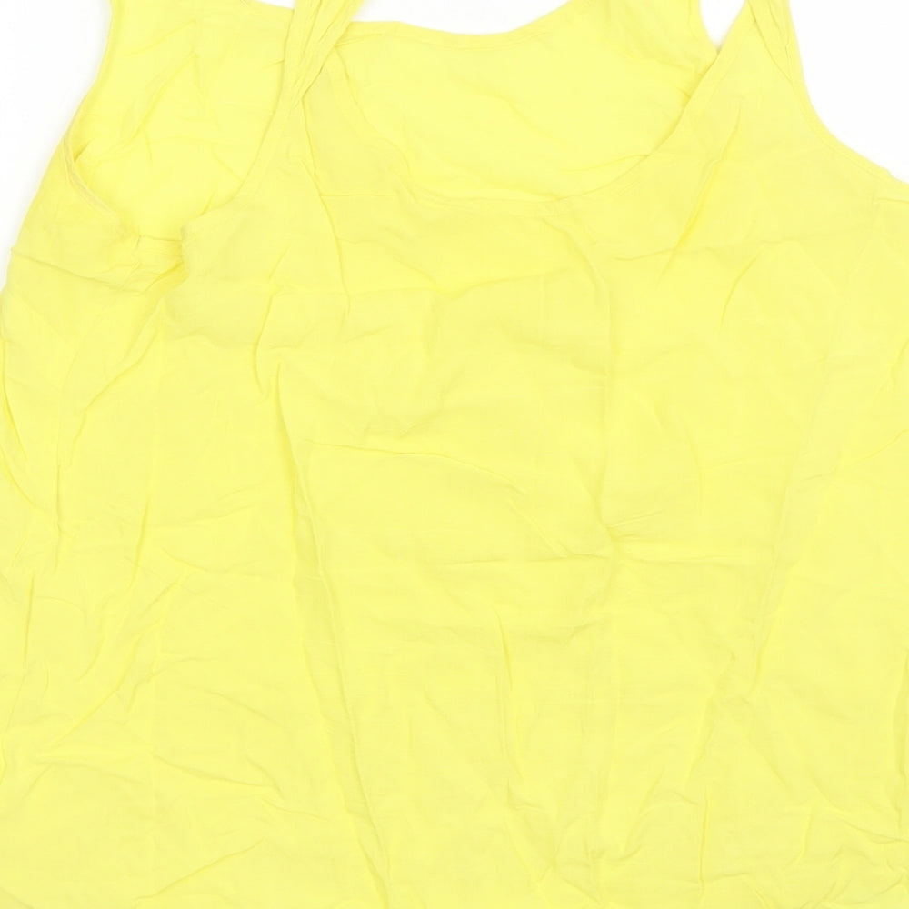 FOREVER 21 Womens Yellow Polyester Basic Tank Size S Round Neck