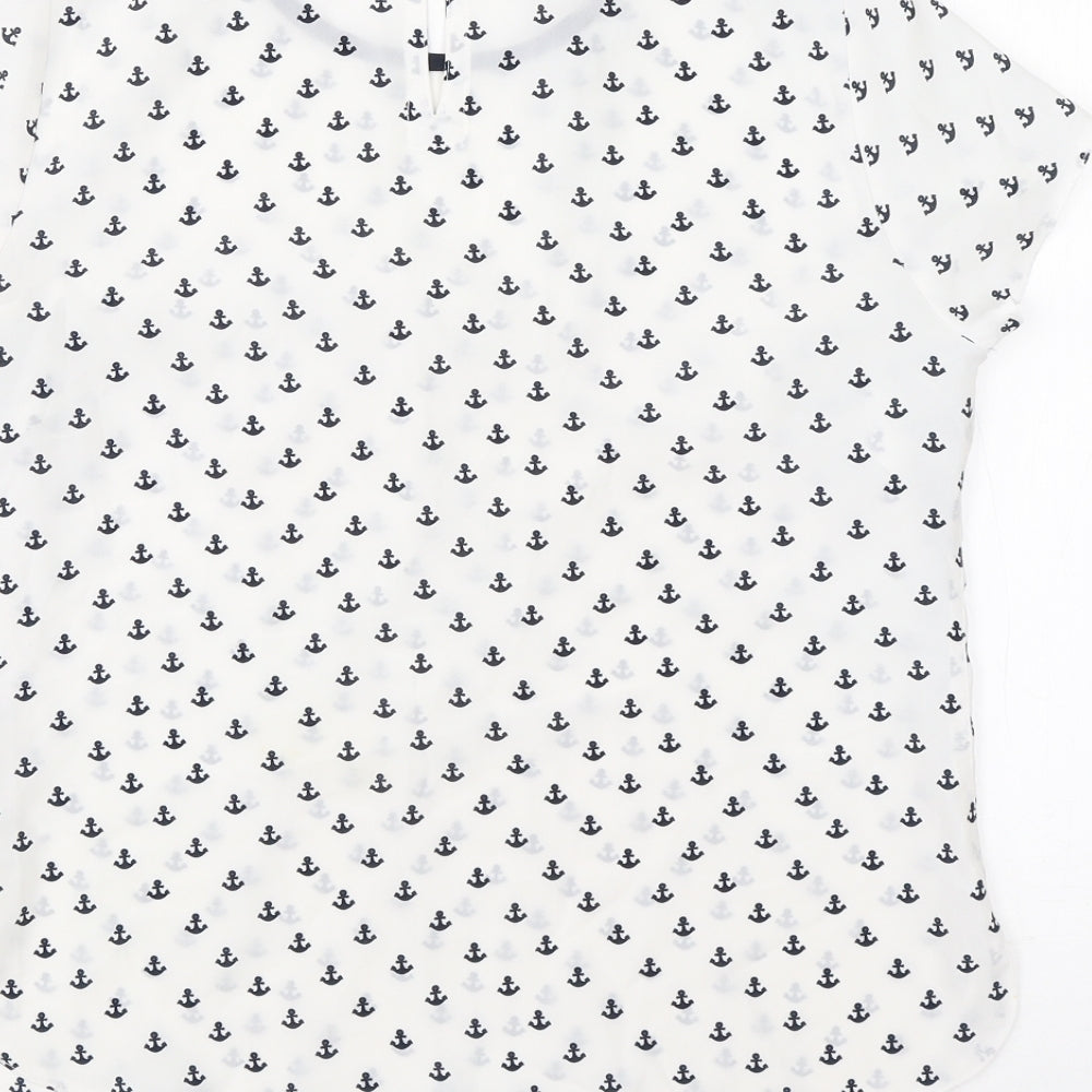 Debenhams Womens White Polyester Basic Blouse Size 10 Round Neck