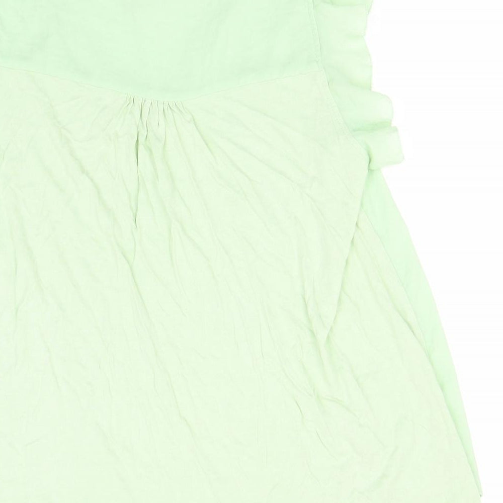 H&M Womens Green Polyester Basic T-Shirt Size M V-Neck