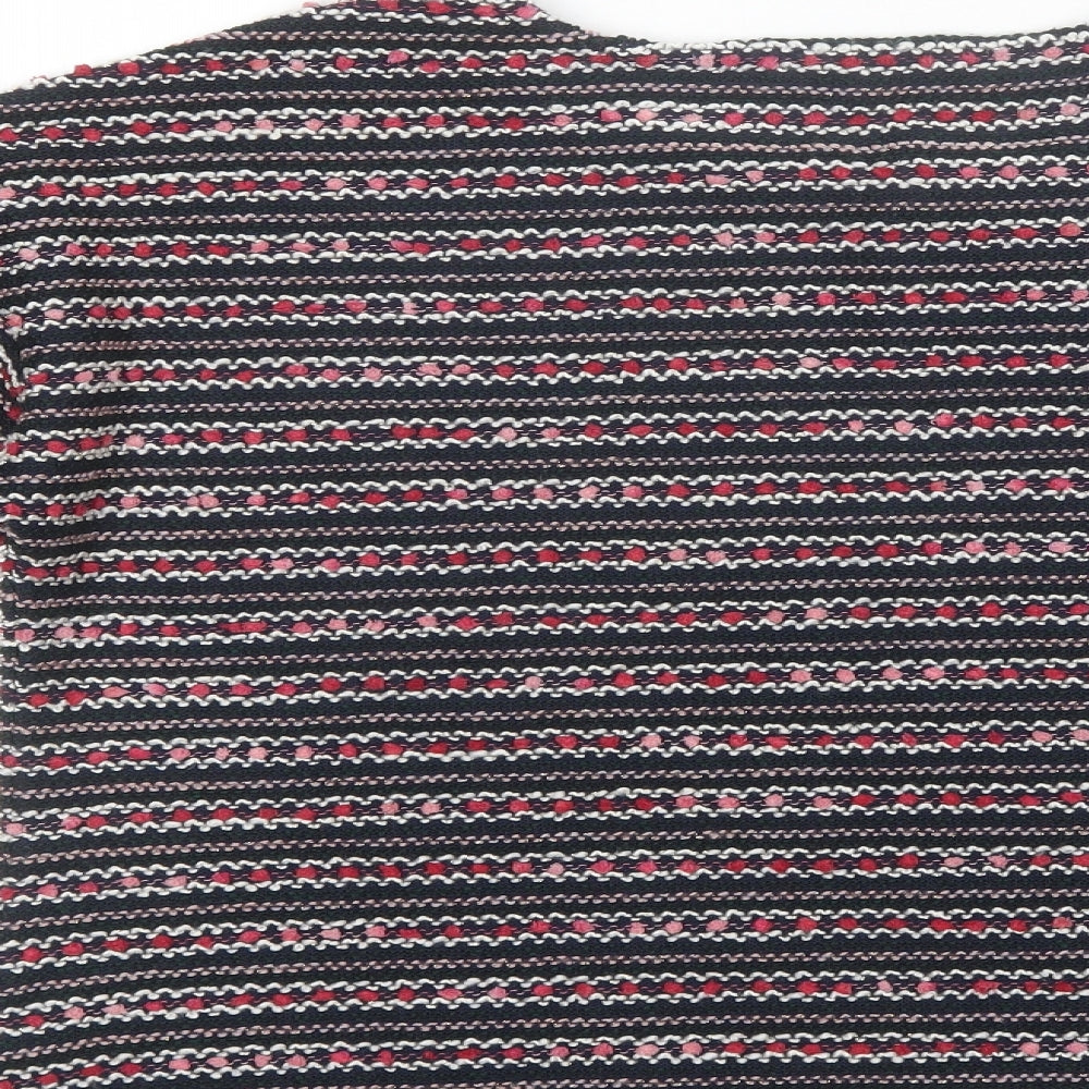 Nutmeg Womens Pink Round Neck Striped Polyester Pullover Jumper Size 16