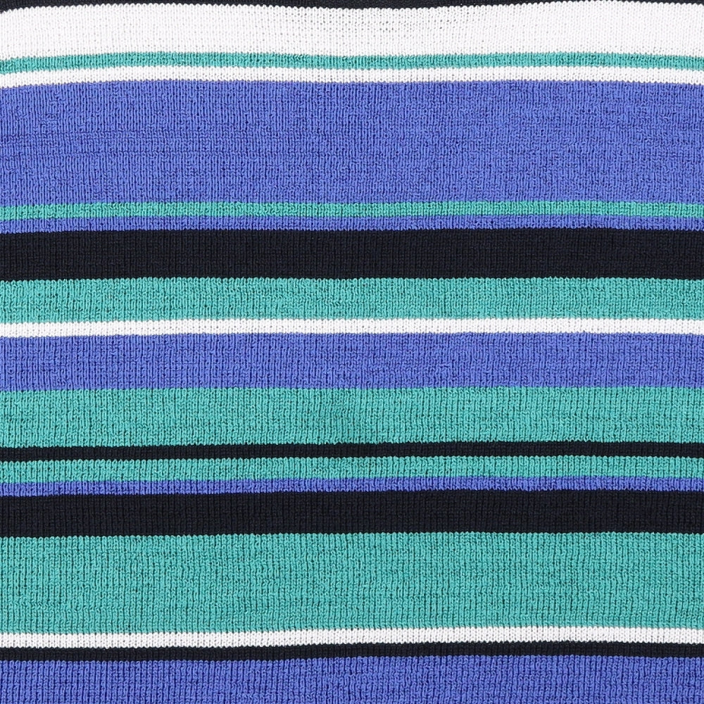 EWM Womens Blue Round Neck Striped Polyester Pullover Jumper Size XL