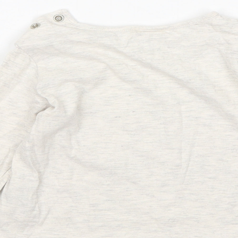 H&M Girls Beige Cotton Basic T-Shirt Size 12-18 Months Round Neck